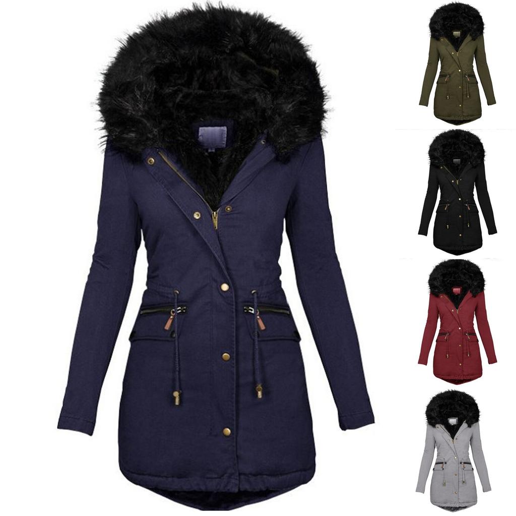 Women's Fashion Cotton-padded Coat Lamb Wool Cotton-padded Coat With Fleece Hooded Coat