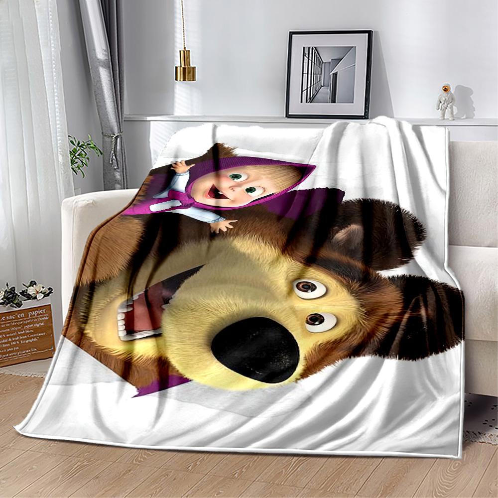 Masha Bear Blanket Warmthful Decor Suitable for Couch Picnics Office Four Seasons Multipurpose Stylish Decor Suitable for Gifting Relatives and Friend