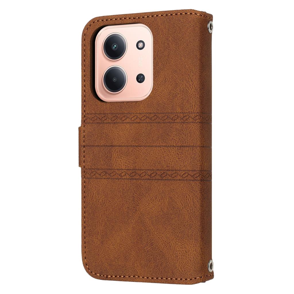 For Xiaomi Redmi 15C 4G (Global) (171mm)/Poco C85 4G (171mm) Case Wallet Skin-Touch Leather Imprinted Phone Cover with Wrist Strap