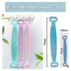 Double Layer Silicone Body Brush, Back Massage Belt (Blue)