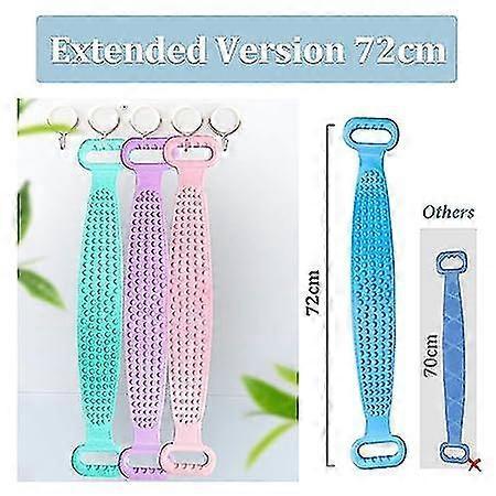 Double Layer Silicone Body Brush, Back Massage Belt (Blue)