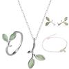 Reeti Boho Fashion Opal Jewelry Sets 925 Sterling Silver Green Leaves Necklaces Charm Bracelet Ring For Women Statement Jewelry