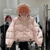 2024 осень-зима новый пуховик женский супер короткий с капюшоном утолщенный свободный маленький модный теплый белый пуховик