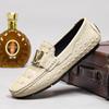 Первый слой коровьей кожи с тиснением под крокодила, туфли-бини большого размера, ленивые туфли для вождения, британская повседневная обувь, натуральная кожа, коровья кожа, мужская обувь