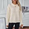 Autumn Winter Vintage Loose Long Sleeve Top Solid Color Cardigan Knitwear O-Neck Sweater