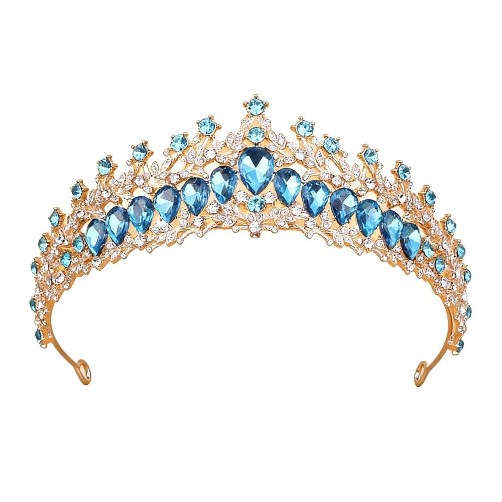 Metal Bridal Crystal Hair Ornaments Colorful Bridal Hairpin Fashion Hair Crown Wedding Jewelry
