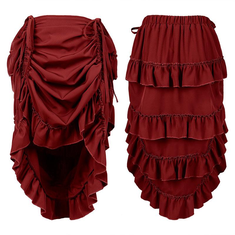 Pirate Skirt Women Renaissance Gothic Medieval Costume Drawstring High Low Skirt Victorian Steampunk Ruffles Irregular Skirts