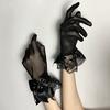 Lolita Gloves Bride's Wedding Dress Lace Bow Gloves Hepburn Style Etiquette Black French Retro Dress