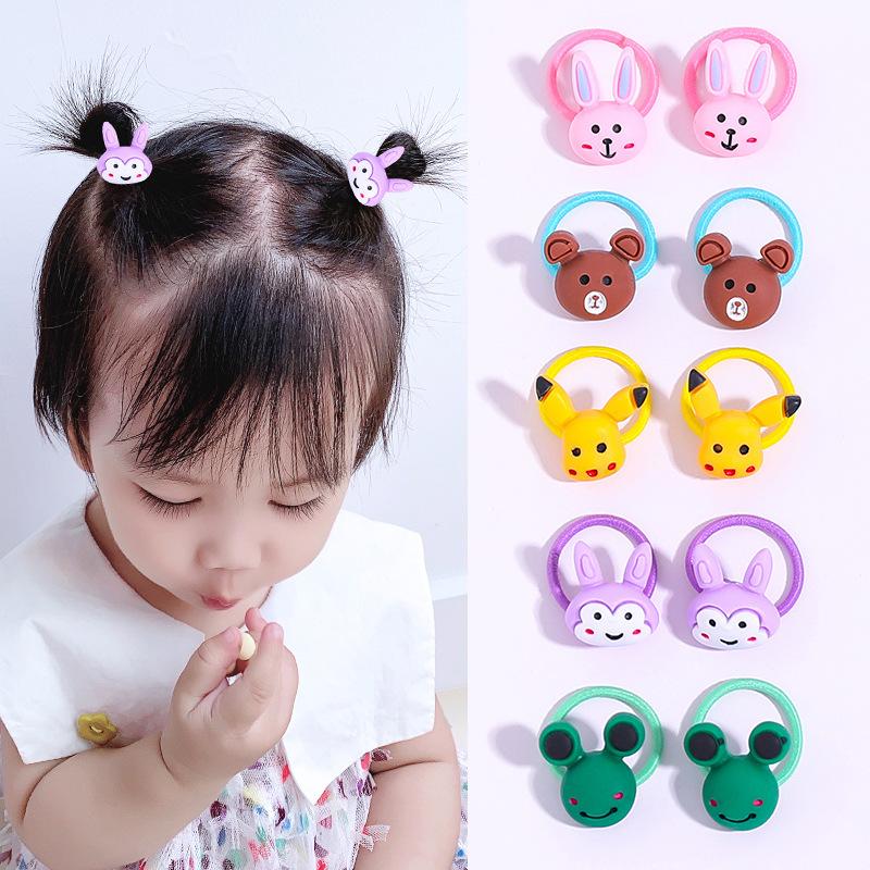 10PCS/Set 2CM Mini Cartoon Baby Girls Hair Ties Children HairBands Ponytail Elastic Rubber Band Newborn Hair Accessories