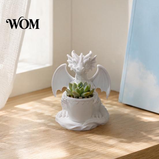 Drainage Flowerpot with Built-in Holes, 3D Printed Dragon Shape Pen Outdoor Flower Pot Holder, for Small Green Plants Tale Plant
