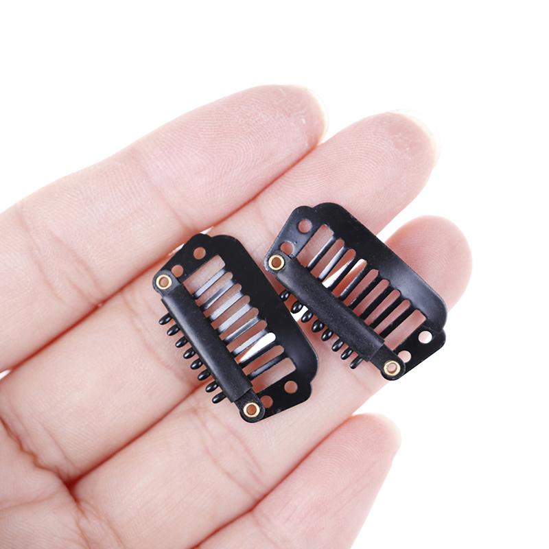 10/100 Зажимы для парика Зажимы для париков с резиновой накладкой на заднюю часть волос, черные 8 зубов