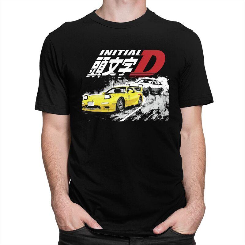 Мужская футболка на заказ Классический Аниме Initial D Дрифт-гонки Повседневная футболка Чистый хлопок Приталенная футболка Подарок