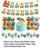 Cartoon Train Theme Birthday Party Decoration Number Balloons Cake Topper Transportation Vehicles Backdrop Banner Party Supplies