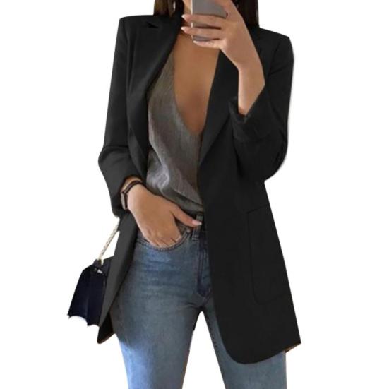 Blazer Lapel All-match Open Front Stylish Women Suit for Daily Life