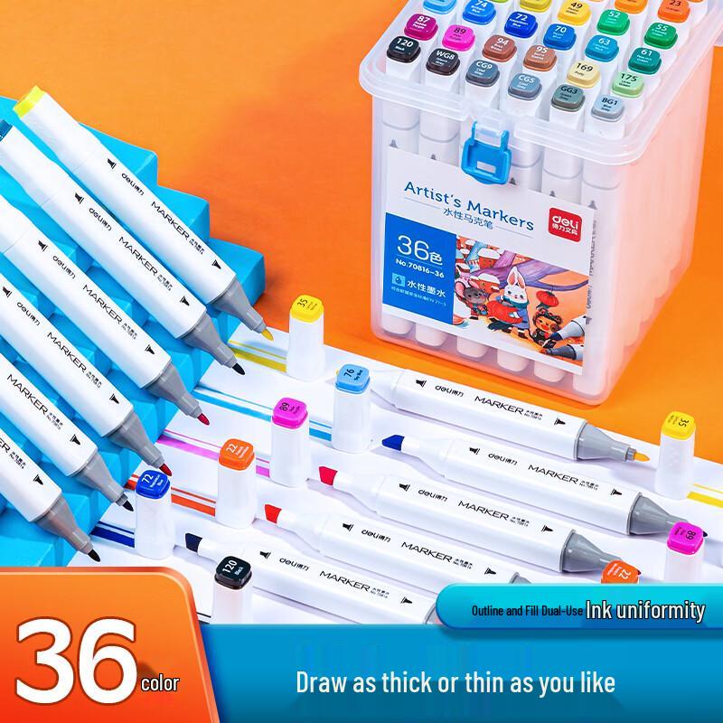 Deli Dual-Tip Water-Based Marker Pen Set
