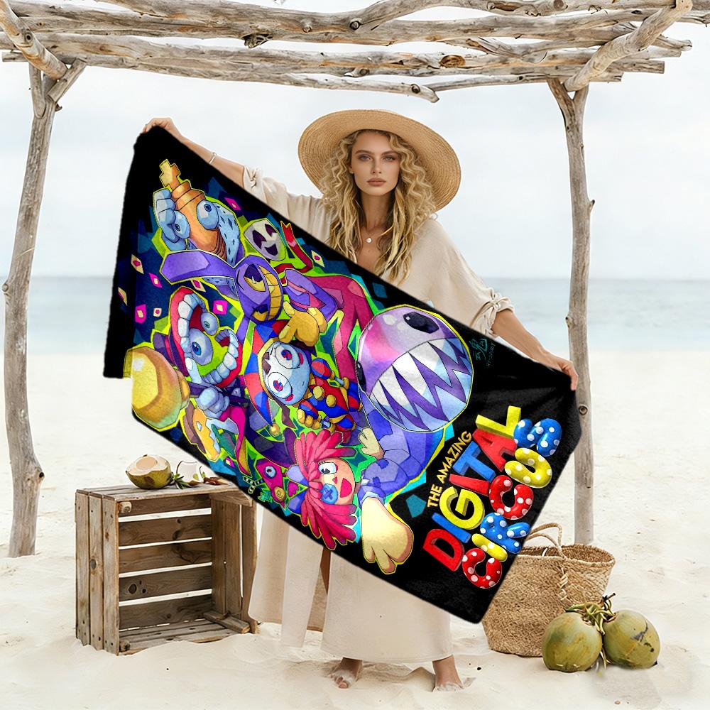 The Amazing Digital Circus Style Beach Towel Super Soft & Absorbent Comfortable Lightweight Perfect for Traveling Yoga Camping and Swimming