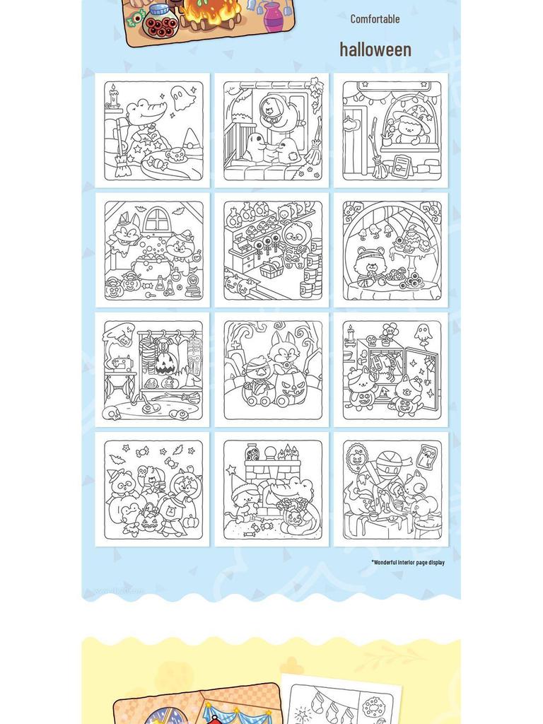 Monster Series Coloring Book: Cartoon-Themed for Elementary Students - Christmas & Halloween