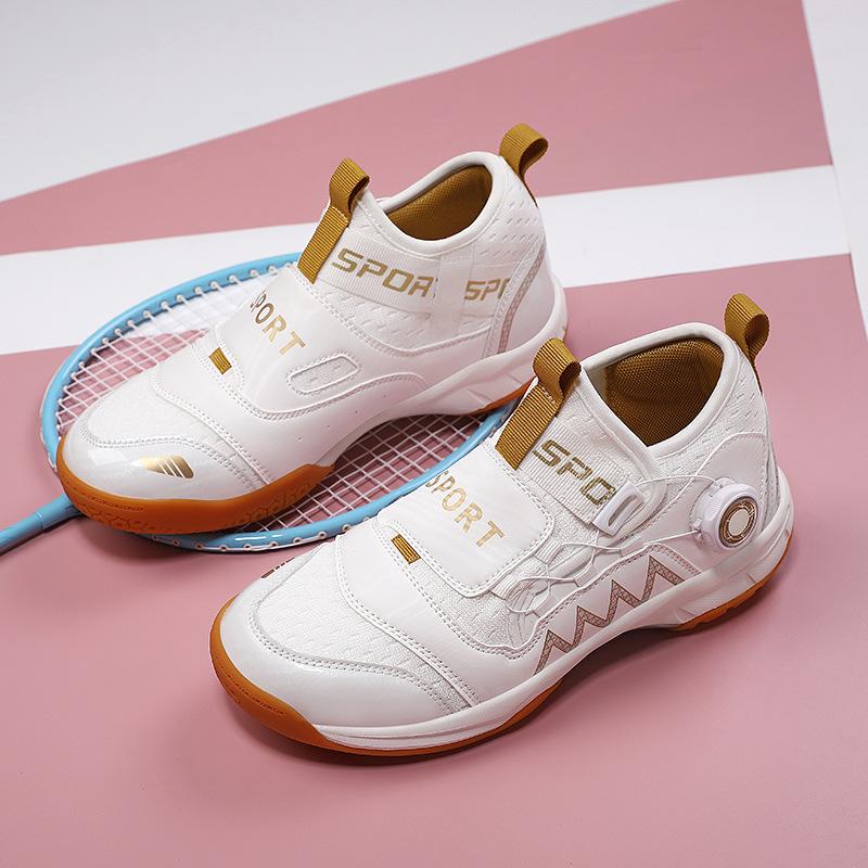 Badminton Shoes Boys Girls Breathable Casual Sports Shoes Youth Students Rotary Buckle Net Shoes