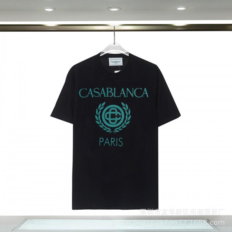 Casablanca Style Graphic T Shirt Men Women Loose Fit Cotton Tee