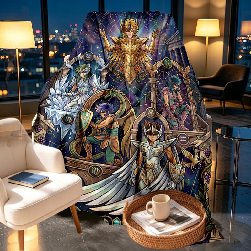 Saint Seiya Print Blanket - Soft & Comfortable, for Bedroom, Travel, Sofa, Home Decoration - Birthday Christmas Gift for Friend