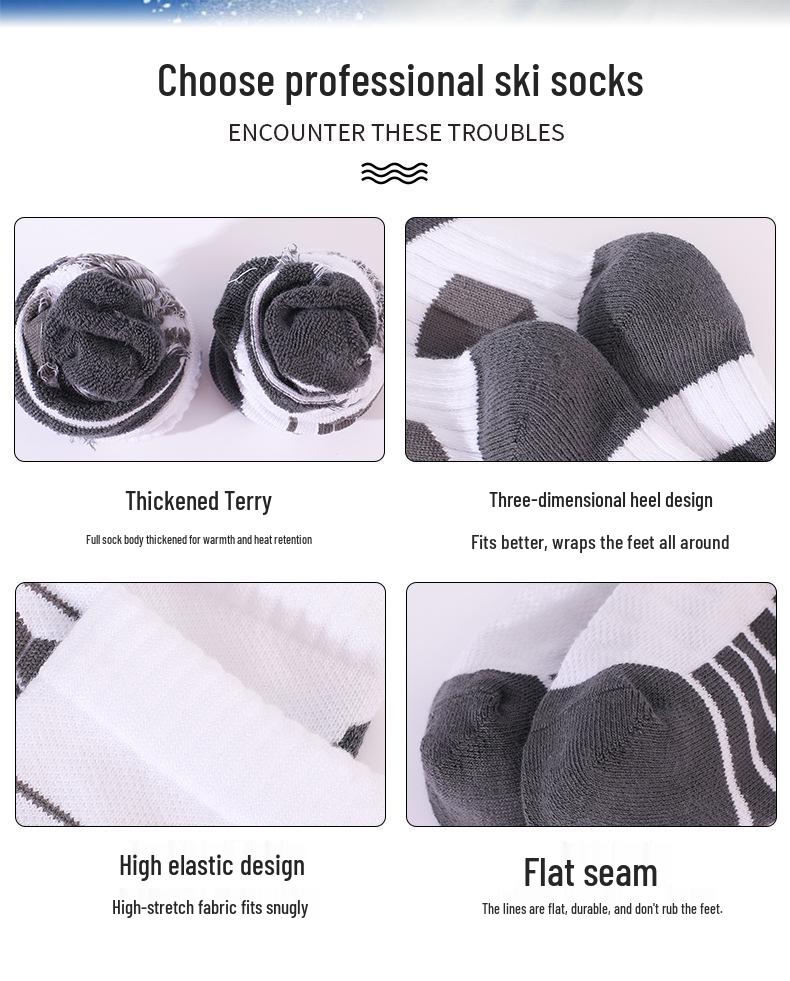 Унисекс Термоноски для катания на лыжах: Плотный, Теплый, Ткань терри, Удлиненный крой для спорта в холодную погоду