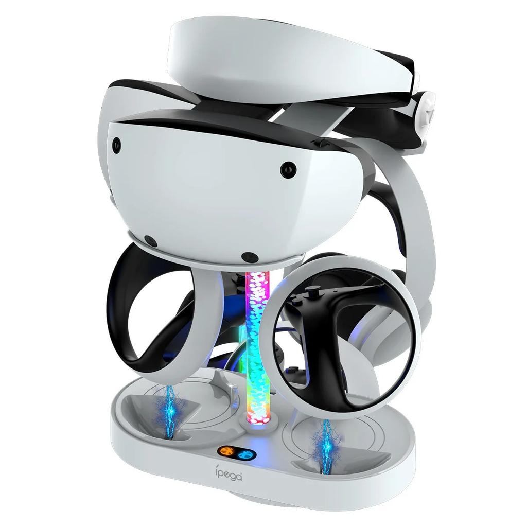 PG-P5V001 Магнитная RGB-станция для зарядки консоли PS5, PS VR2 – Двойное зарядное устройство для контроллеров, Станция для хранения гарнитуры и очков
