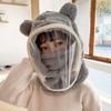 Children Hat with Soft Bear Ears Anti-Fog Lenses Fluffy Plush Windproof Detachable Lenses Cold-resistant Winter Hat