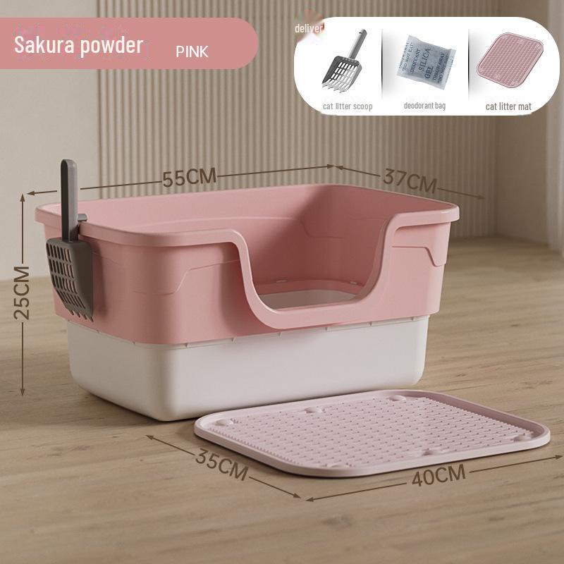 Giant Open Cat Litter Box - Splash-Proof for Large Cats