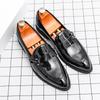 Модная деловая мужская обувь лоферы с острым носком из лакированной кожи для повседневной удобной дышащей универсальной носки размеры 38-46 мужская обувь