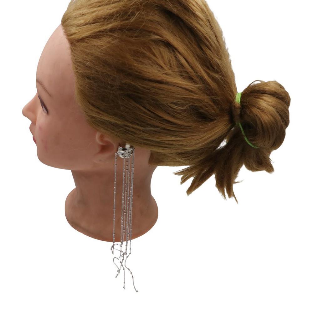 Цинк Цинковый сплав C-образные серьги Серьги-каффы для меньшинств без пирсинга C-образные серьги-кисточки Длинные клипсы для ушей Вечеринка