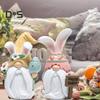 Easter Bunny Ear Gnome Figurine Colorful Egg Faceless Elf Dwarf Resin Statue Sculpture Home Office Desktop Decoration Ornament