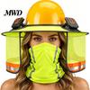 Breathable Helmet Neck Shield Hat with Fan, Ventilation Visor Mesh Design, Full Brim Sun Protection Guard for Construction Outdoor Work Hiking Cycling