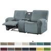 Однотонный бархатный чехол на раскладывающийся диван- loveseat с центральной консолью, эластичный, для 2-местного раскладывающегося дивана, защита мебели