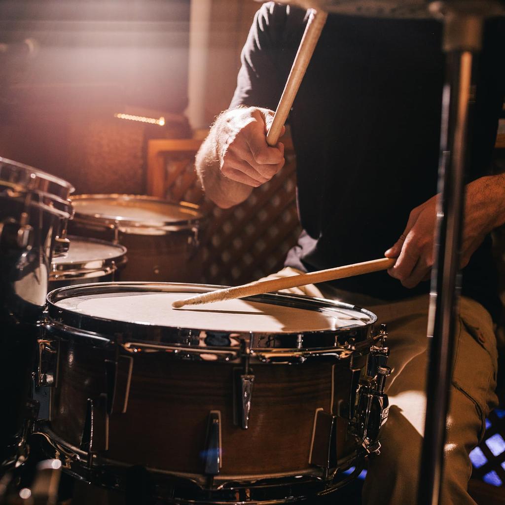 Uxcell Maple Wood Drumsticks with Non-Slip Handle Grip, 5B Classic Drumsticks, Wood Tip, for Drums, Musical Instruments, Percussion, 15mm X 40cm, 12