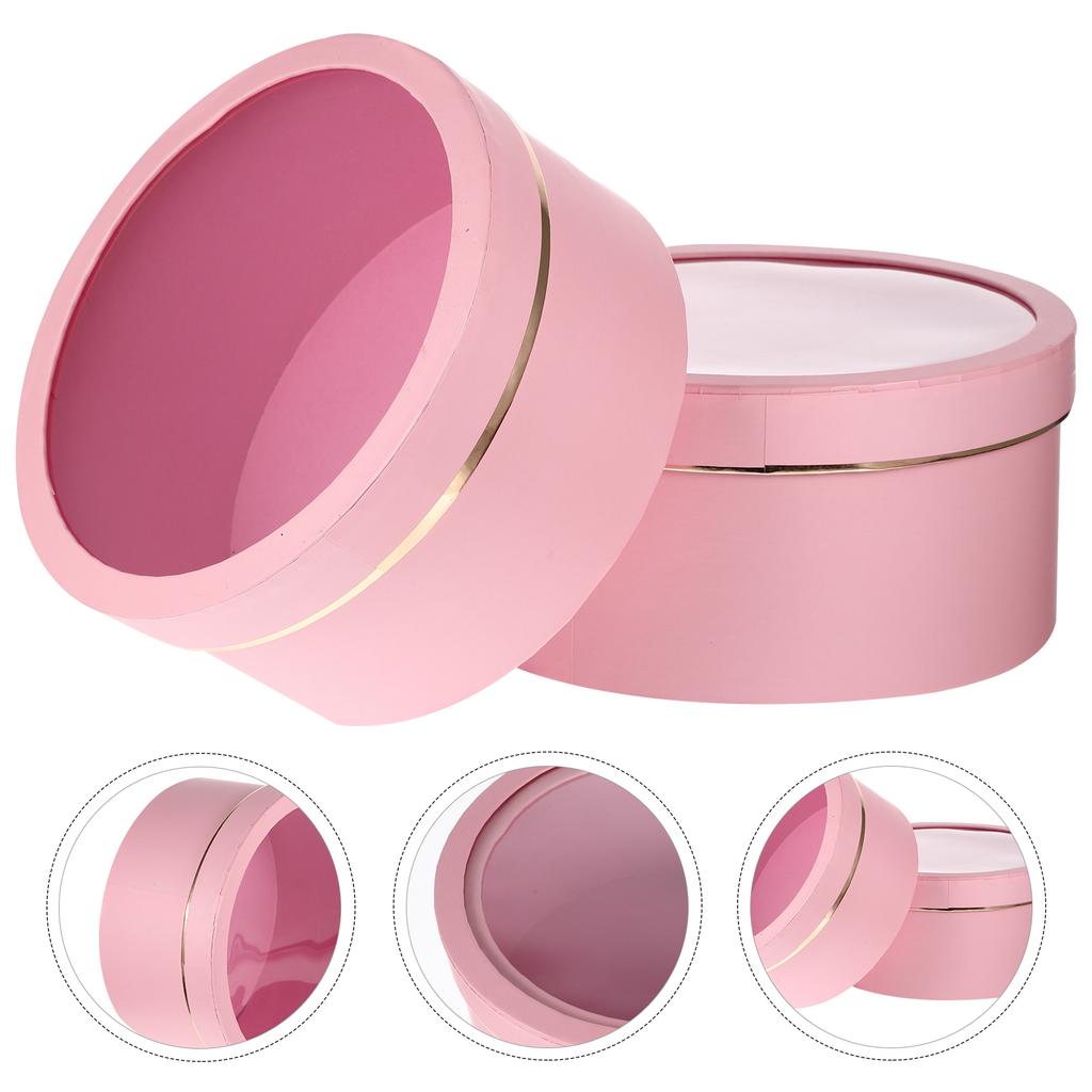 2 шт. Круглая подарочная упаковка с коробками с отверстиями типа «окно» для цветочных композиций, цветочный сувенир, белый