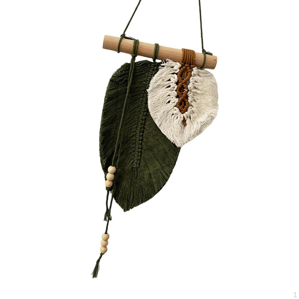 Листья Тканый Гобелен Декорация Богемный Хлопок Ручной Работы Настенное Искусство Лист Кисточка Макраме Подвеска