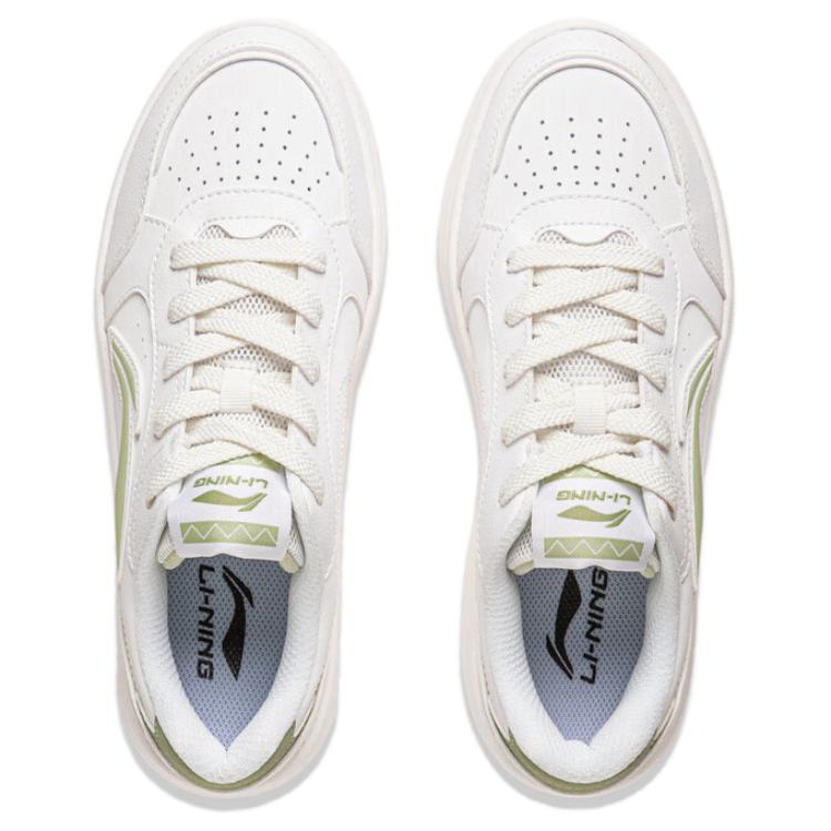 Li Ning Sycee Pure Нескользящие износостойкие Низкие Кеды для Скейтборда Женские Бело-Зеленые AGCV148-2