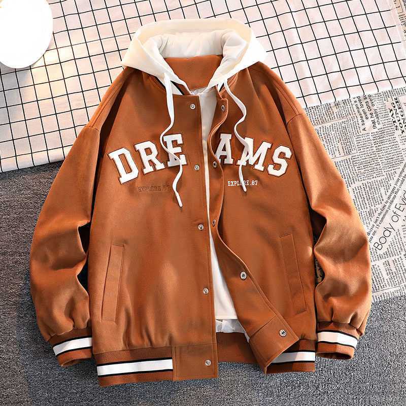 Fake Two Jackets Мужское пальто весна и осень Модный бренд мужской ветрозащитный топ с капюшоном