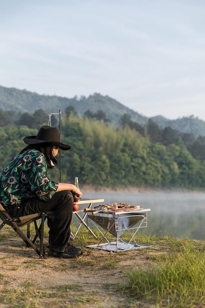 CAMPING MOON Camping Low Chair Bonfire Chair Canvas Fabric Low Style Chair Khaki -ZERO- F-1004C-K