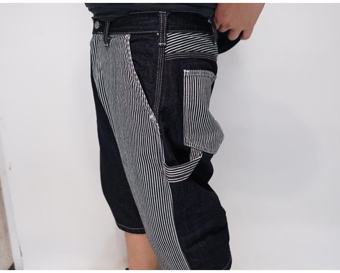 Kojima Jeans KOJIMA GENES Рабочие шорты художника One Made in Indigo, Мульти-комбо, Брюки, Брюки, Джинсы, Деним, Стирка, Япония, RNB-1377, Хикори-36