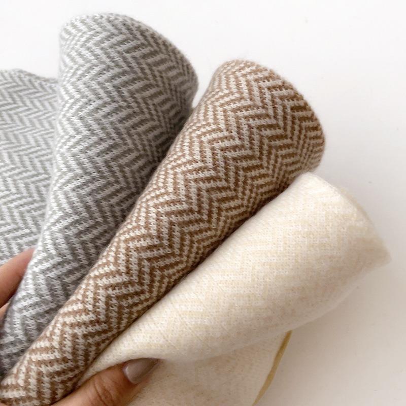 Winter Monochrome Wheat Pattern Small Fresh Knitted Wool Student Warm Scarf Men and Women