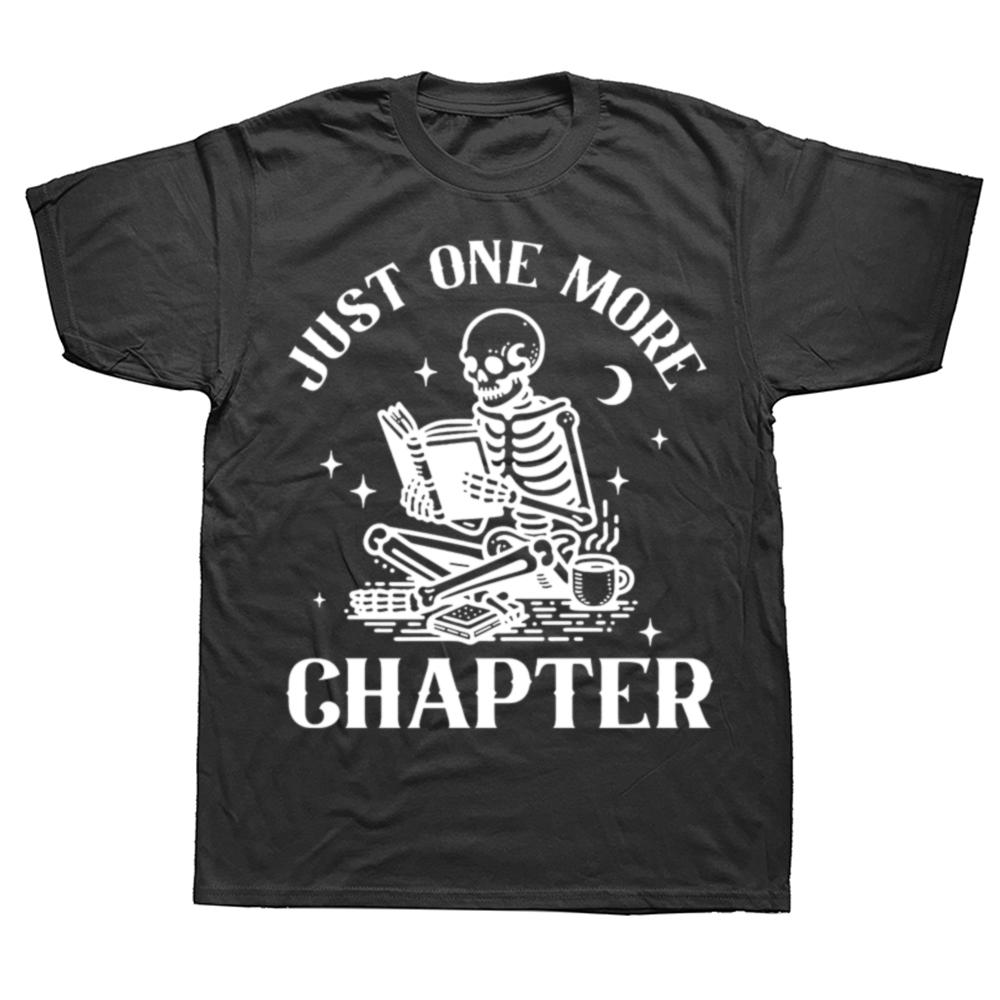 Еще одну главу Футболки Забавная футболка с черепом и книжным червем Любитель книг Чтение Учитель Футболка Женская Мужская Хлопок Футболки с коротким рукавом