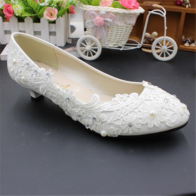 Новое поступление свадебных и подружек невесты на низком каблуке для женщин - Белый