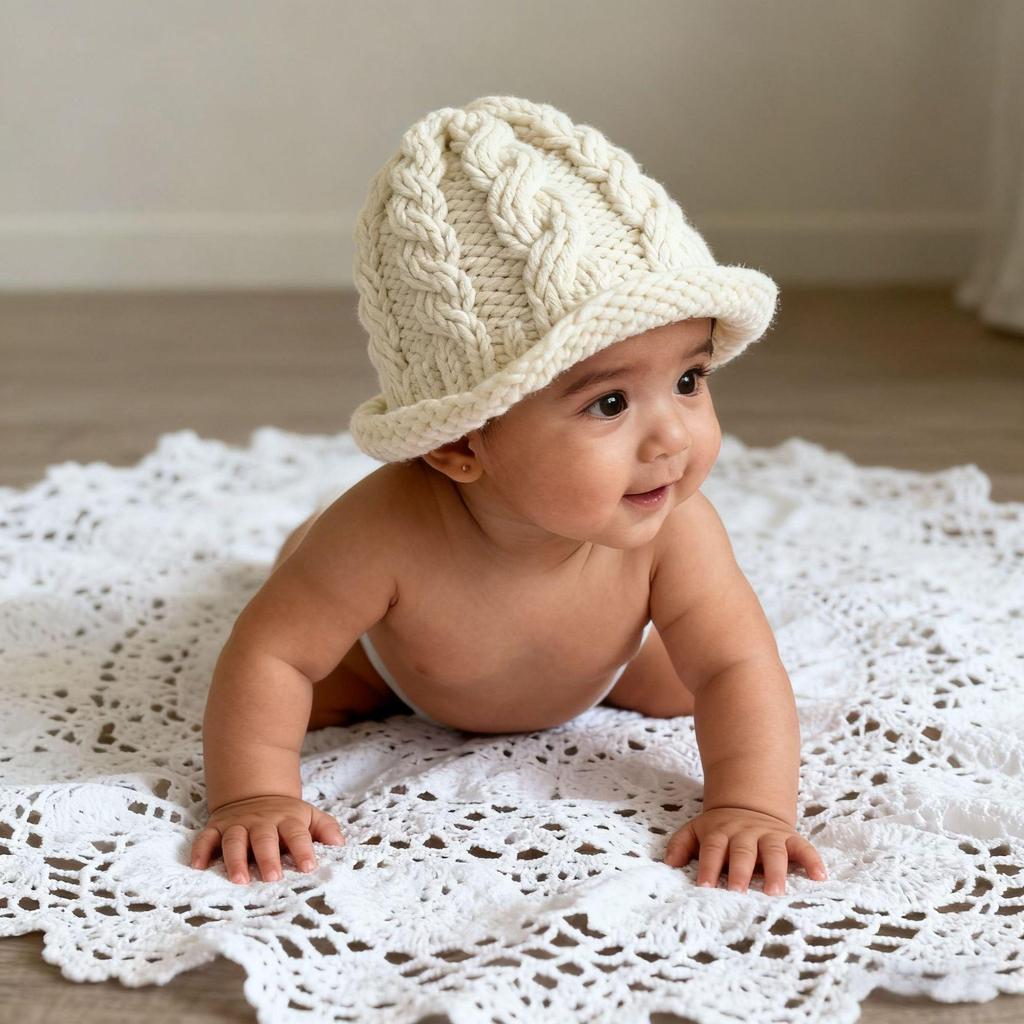 Newborn Full Moon Photography Knit Hat & Outfit Props