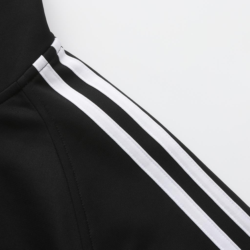 adidas Полосатый дизайн куртка на молнии и длинные брюки средней посадки повседневный спортивный костюм унисекс костюм TR30JT-BW+TR30PT-BW
