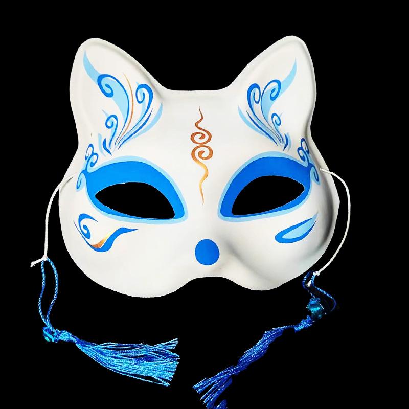 Luminous Cat Fox Mask - Hand-Painted Japanese Style Halloween Party Cosplay for Women
