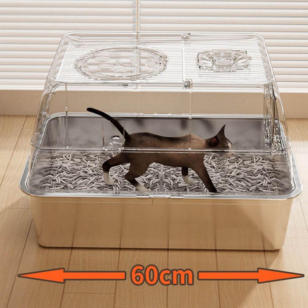 Stainless Steel Cat Bedpans Anti-splash Cover Cat Potty New Cat Litter Box Pet Supplies