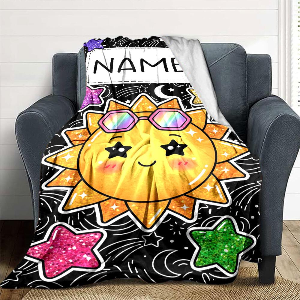 Sunshine Stars Night Sky Gift Customize Your Name Soft Cozy Throw For Sofa Couch Office Bed Picnics For All Occasions Warmthful Decor Gift For Travel