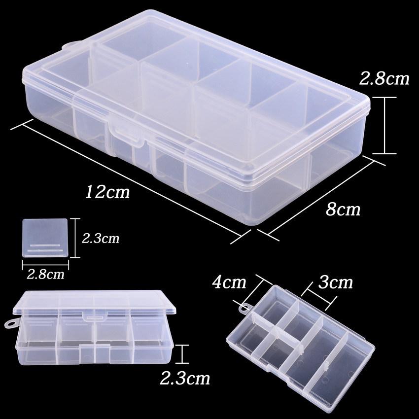 Transparent Plastic Lure and Component Storage Box with 5, 8, or 10 Compartments (Thunder Frog Box).