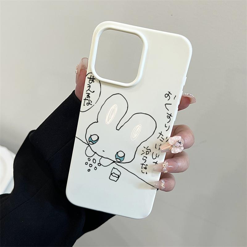 Защитный чехол для телефона с рисунком мультяшного кролика для iPhone 16 Pro Max 15 14 13 12 11 Pro Plus 16E, чехол с милыми животными, ударопрочный